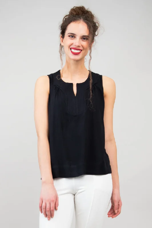 Scarlette Tank, Black, Linen Bamboo essential tank top