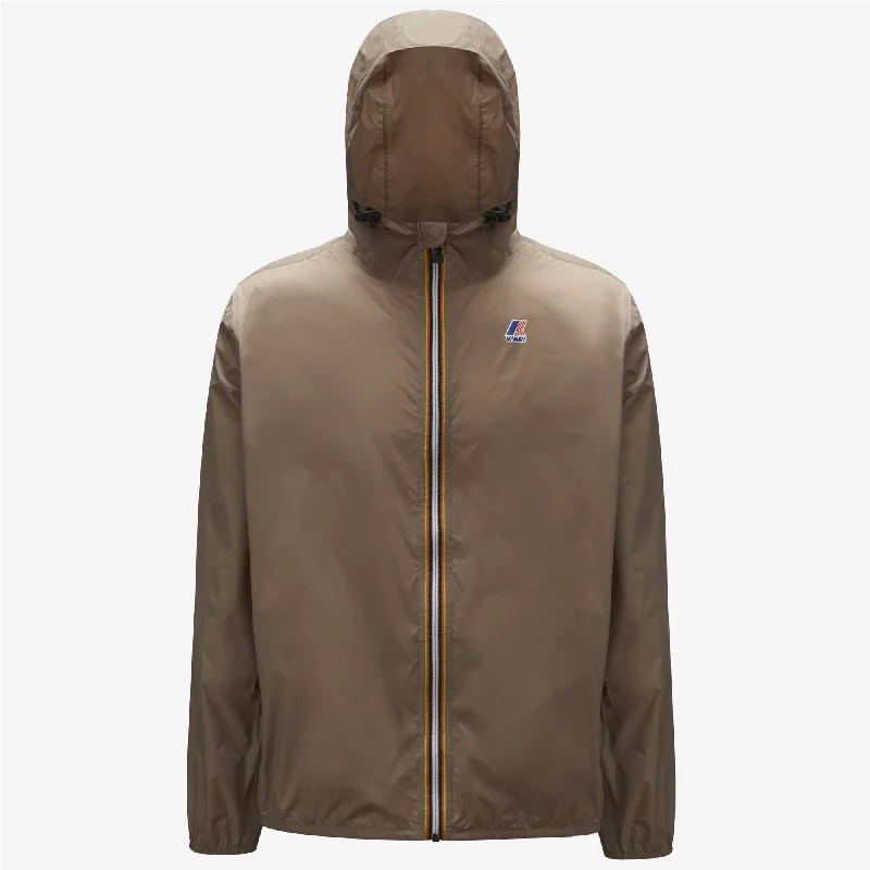Claude - Unisex Packable Full Zip Waterproof  Rain Jacket in Beige Taupe Hoodie Zip-Up Jacket Button-Up Jacket