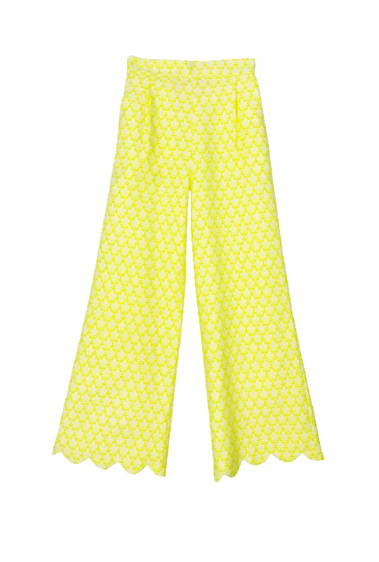 SAMPLE - Buru x Kelly Golightly Scallop Trousers - Citron Jacquard Trousers Versatile Stylish