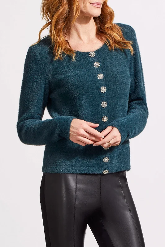 SWEATER CARDIGAN W/BUTTONS - ALPINE GREEN Modern Contemporary chic