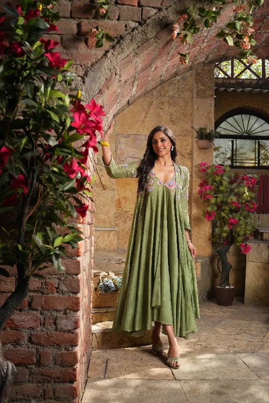 Mughal Jacket Set Denim Fabric Leather Fabric Suede Fabric