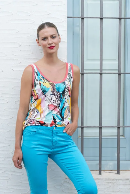 Abstract Tank Top peach tank top