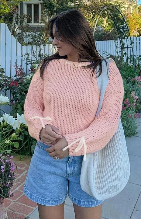 Bea Baby Pink Sweater Chenille Blend Fleece Blend Nylon Blend