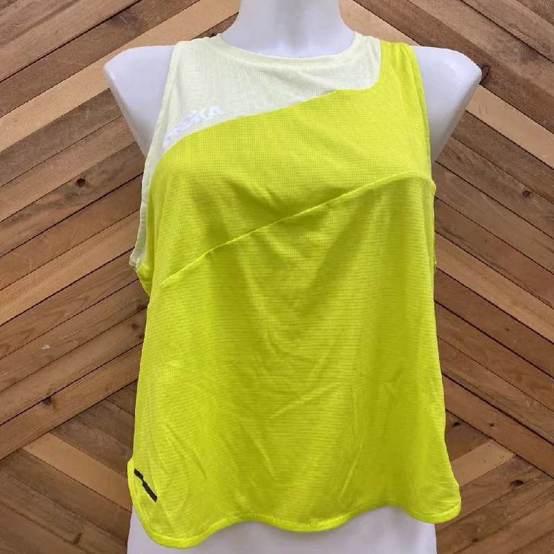 Hoka- active tank top- MSRP $ 64: Yellow -women-LG cherry red tank