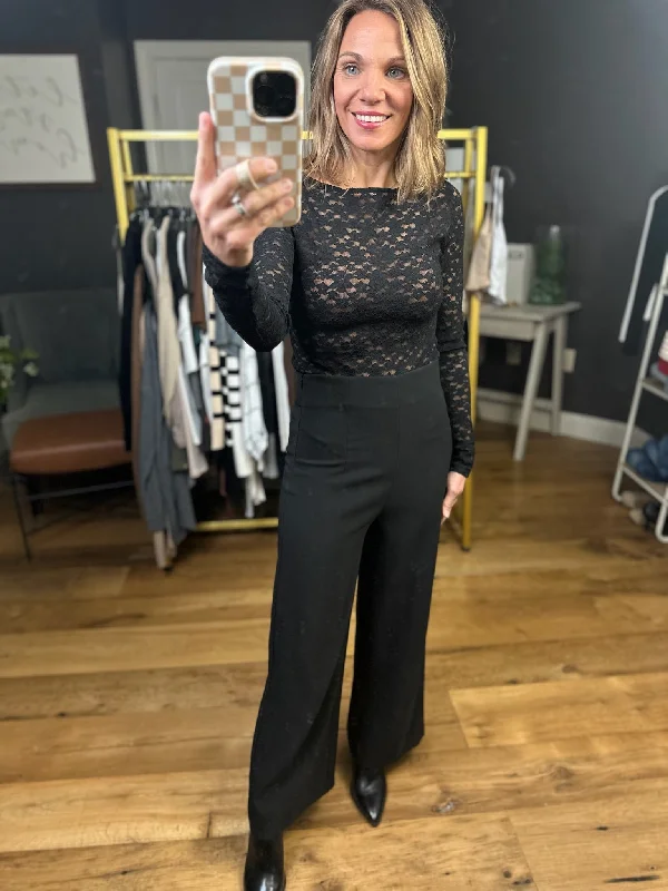 The Della Wide Leg Crop Trouser Pant - Black Trousers Travel Practical