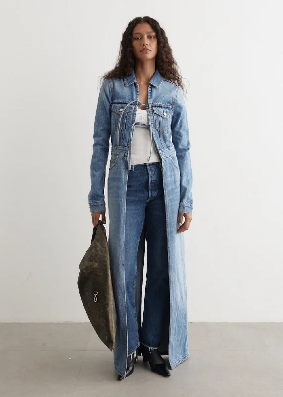 Tie Front Denim Trucker Jacket Anorak Shell Jacket Lightweight Jacket