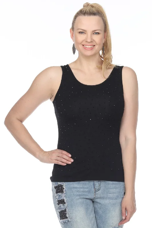 "Jade" Black Rhinestone Tank playful tank top