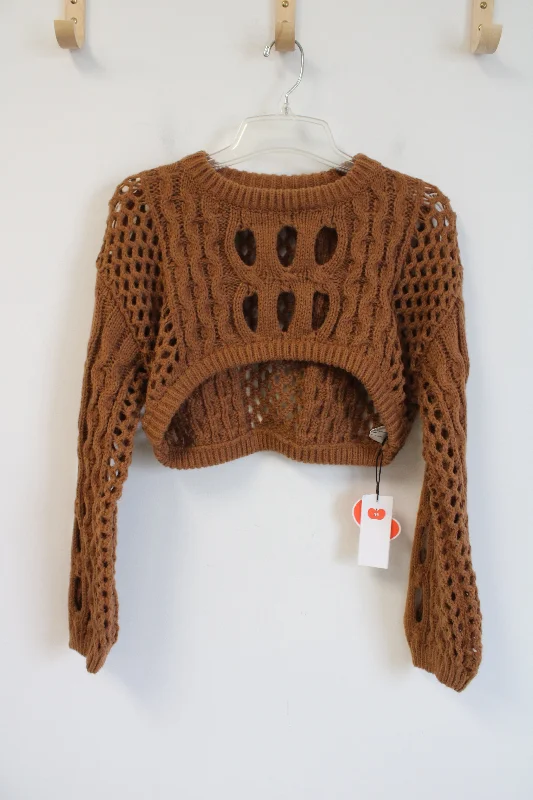 NEW Cider Brown Knit Half Sweater | M Spandex Rayon Corduroy
