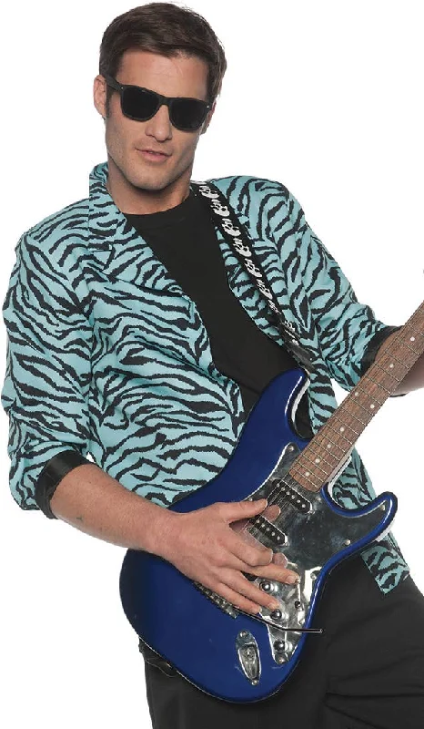 1980s Blue Zebra Print Mens Costume Blazer Women's Elegant Suit