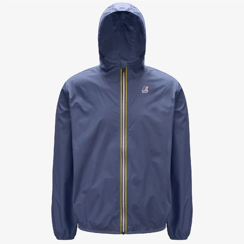 Claude - Unisex Packable Full Zip Waterproof  Rain Jacket in Blue Indigo Oversized Jacket Tailored Jacket Straight Jacket