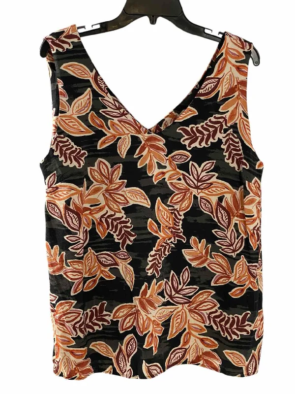 Like Love Size L Black Orange Print Tank Top crew neck tank