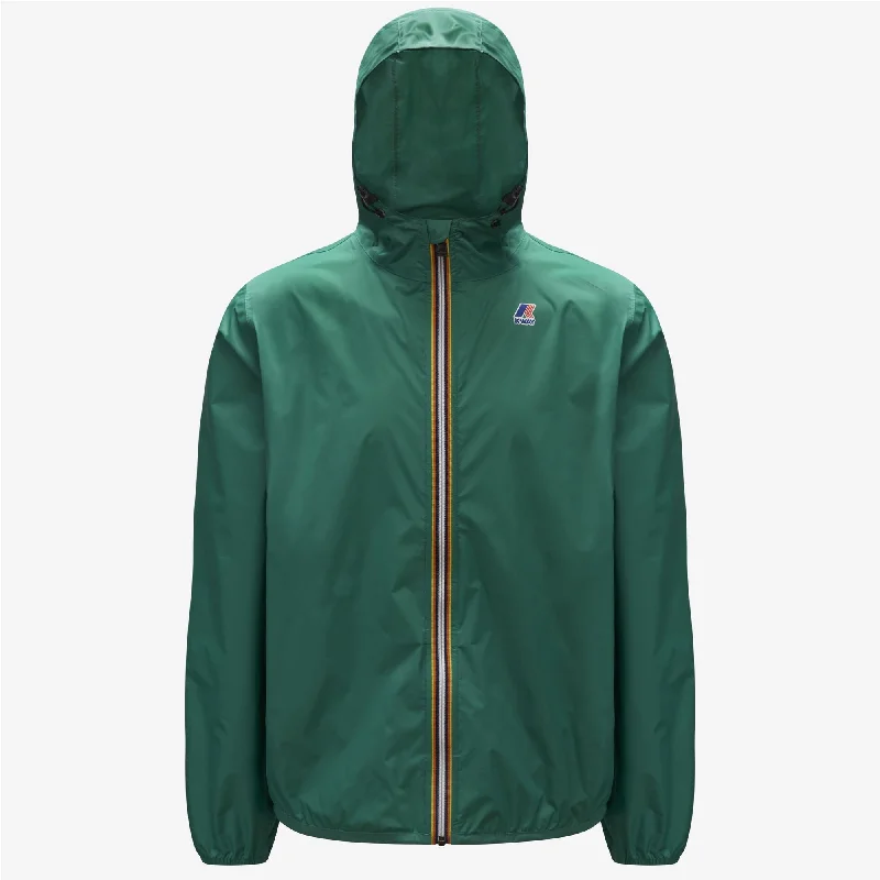 Claude - Unisex Packable Full Zip Waterproof  Rain Jacket in Green Denim Jacket Leather Jacket Suede Jacket