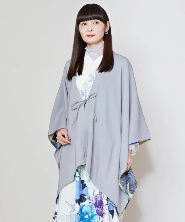 KASHU - Cape Like Haori Cardigan Cable Knit Ribbed Knit Lace Knit