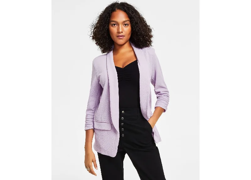Bar III Petite Lightweight Knit 3/4 Sleeve Boyfriend Blazer Women's Banquet Suit