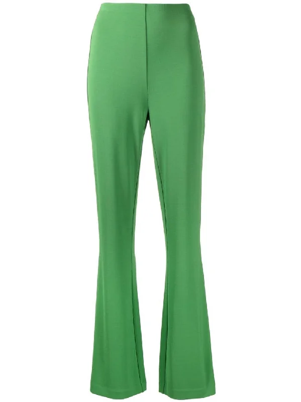 SERPENTINE FLARED HIGH-WAIST TROUSERS LEA GRN Trousers chic fashionable