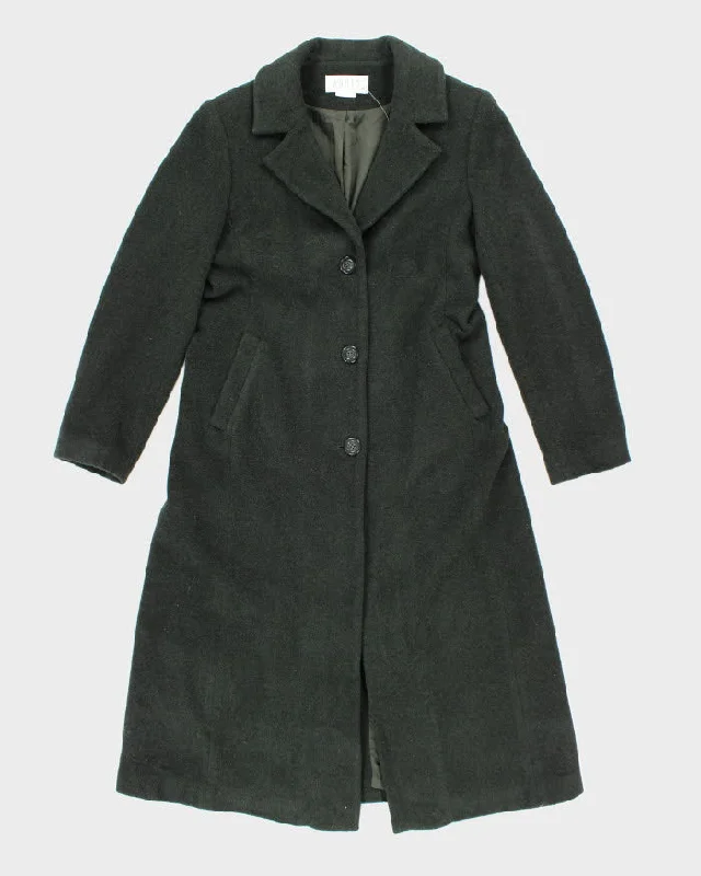 Vintage 90s Forest Green Wool Blend Coat - M Shawl Collar Notch Collar Lapel Collar