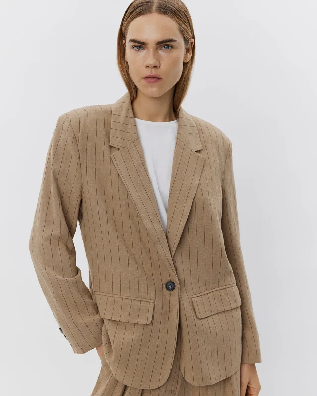 LENNONSW BLAZER - Light Brown Striped Women's Boutique Suit