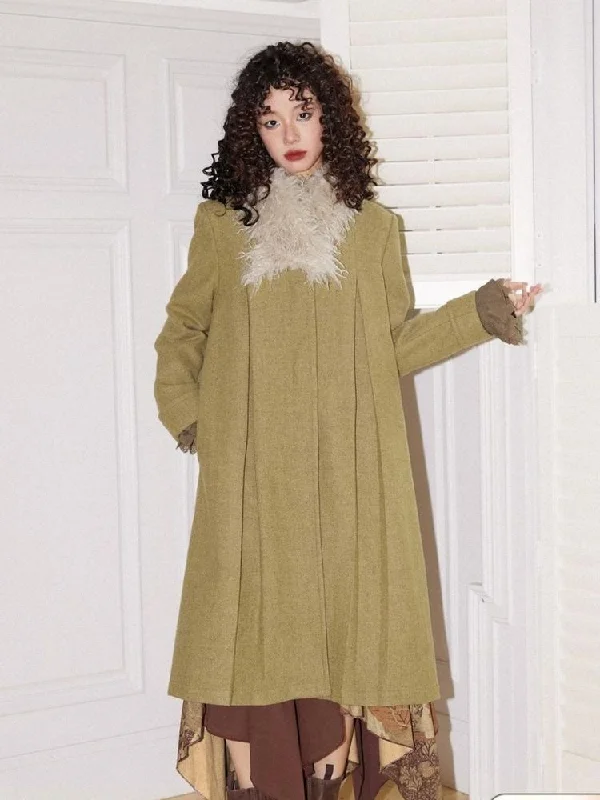 Retro wool pleated long coat【s0000004593】 Sleeveless Short Sleeve Long Sleeve
