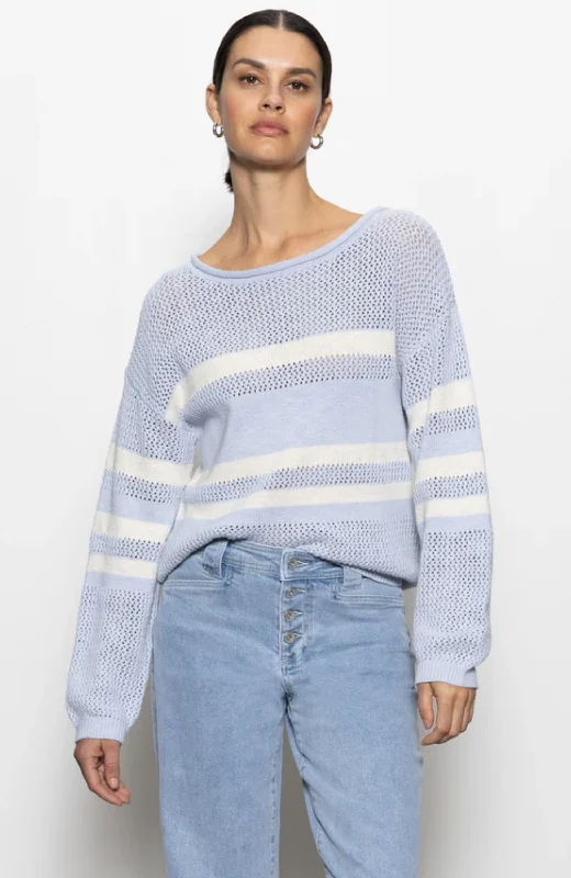 Sanctuary - Sporty Stripe Open Knit Sweater Ribbed Striped Patterned