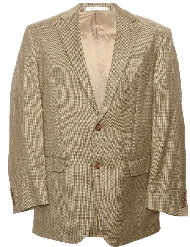 Single Breasted Light Brown Blazer - L Women's Stripe Blazer