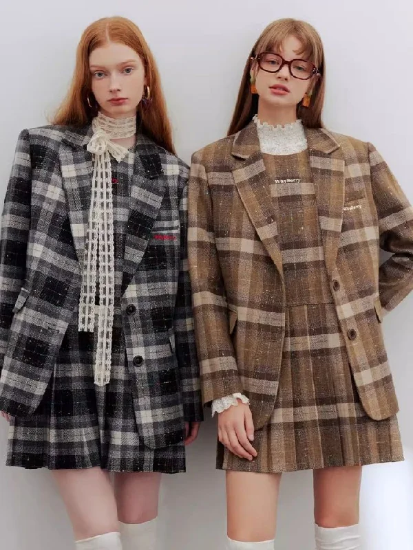 Black and white checkered blazer【s0000006200】 Women's Boutique Suit