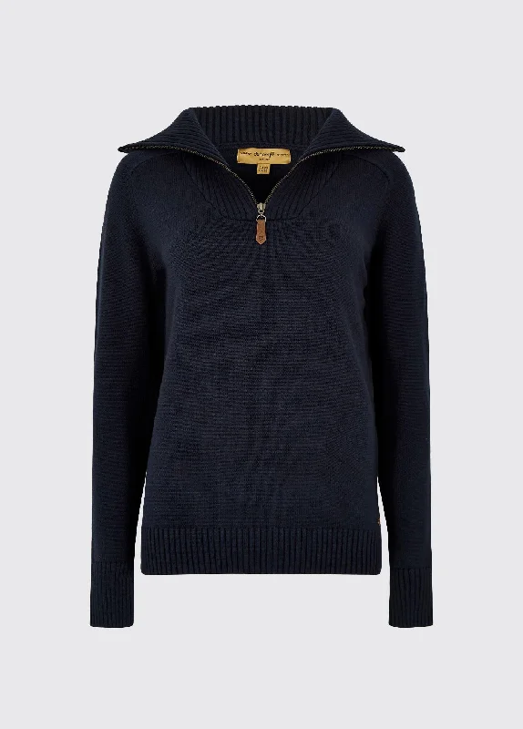 Rosmead Sweater - Navy Notch Collar Peter Pan Collar Cowl Neck