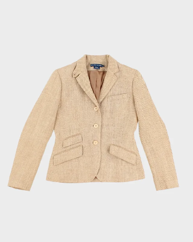 Vintage 90s Ralph Lauren Beige Linen + Silk Blend Blazer - S Spring Women's Coat