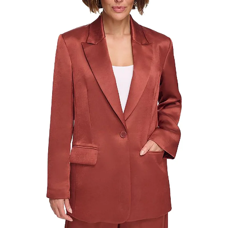 DKNY Womens Satin Suit Separate One-Button Blazer Women's High-End Blazer