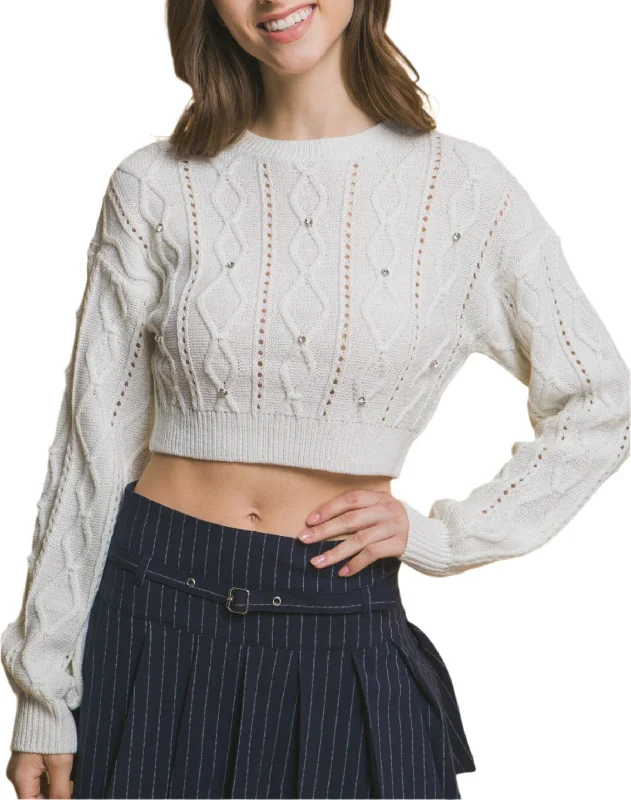 Cropped Stone Sweater Graphic Sweater Embroidered Appliqued