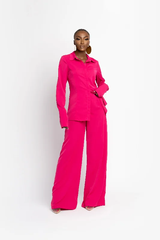 HOT PINK ESTA high waist trousers Trousers chic elegant