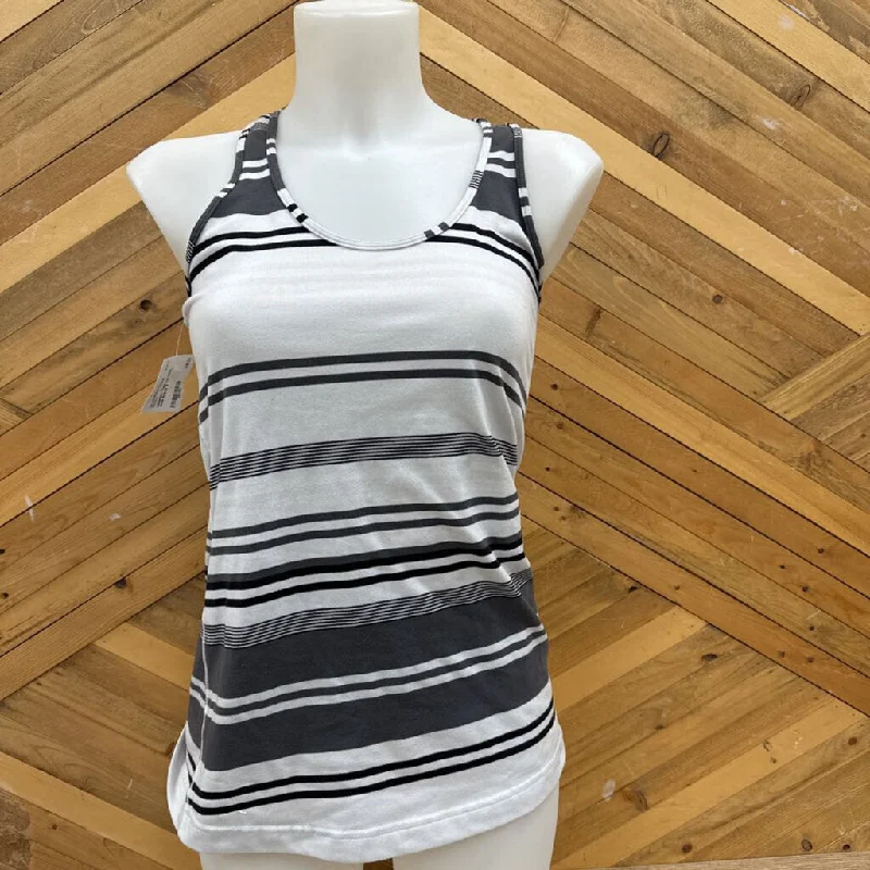 Lululemon - Tank Top: Black, white Stripes -women-6 mint tank top