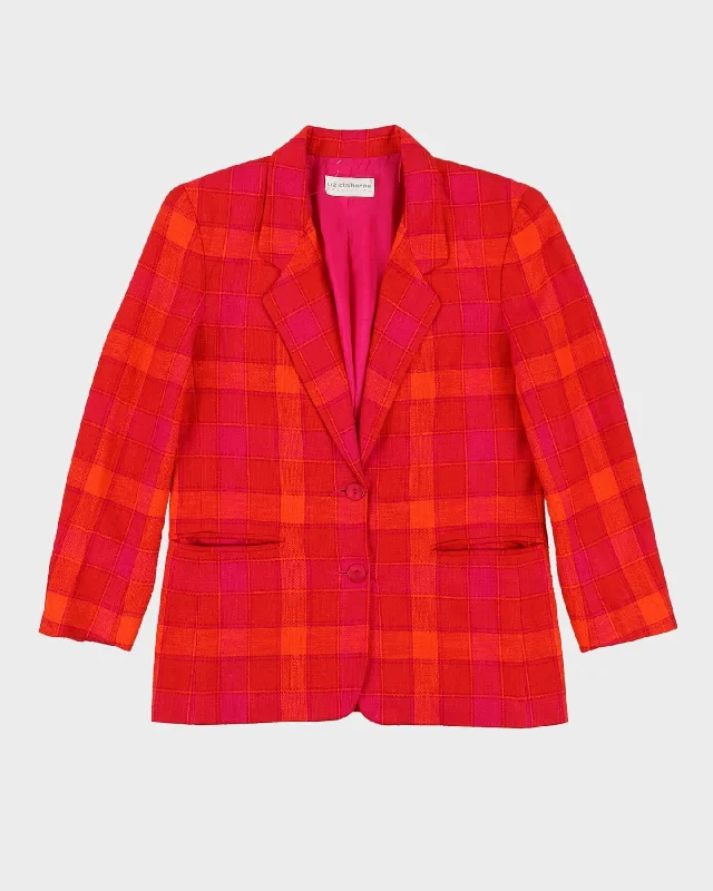 Vintage 1990s Liz Claiborne Red Checked Blazer - L Winter Women's Blazer