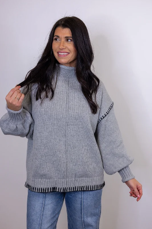 In Stitches Grey Colorblock Sweater Rayon Fabric Velvet Fabric Corduroy Fabric