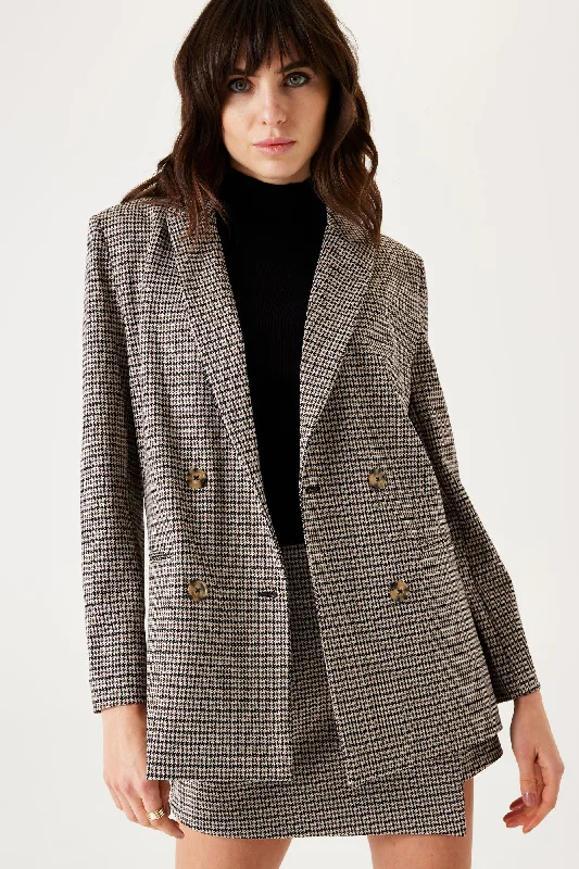 HOUNDS-TOOTH BLAZER BLACK Women's Plaid Suit