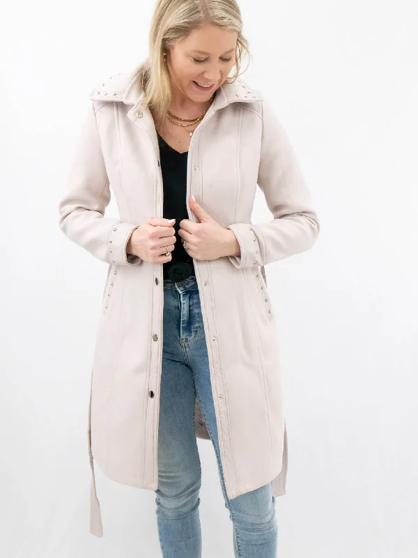 Vegan Wool Classic Stud Detail Coat Cardigan Sweater Pullover