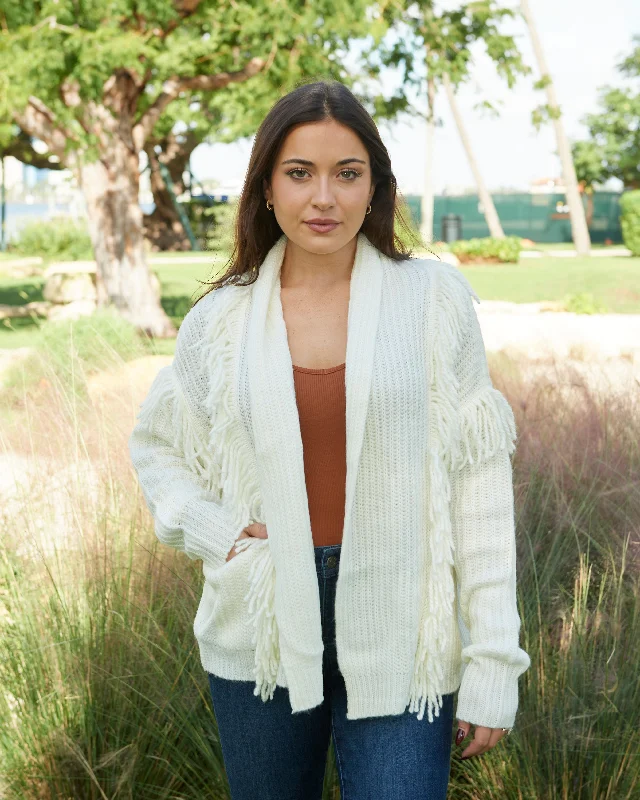 Jamie Fringe Cardigan Seamless Knitted Crochet