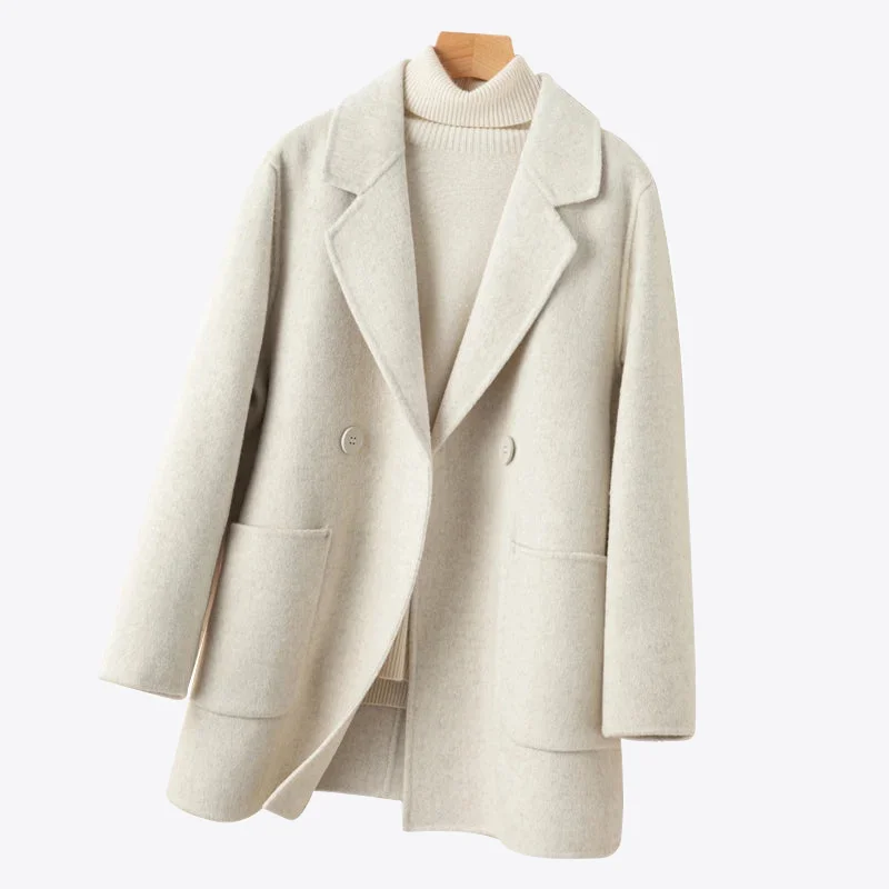 Snow Mountains Reversible 100% Wool Womens Coat Appliqued Beaded Sequined