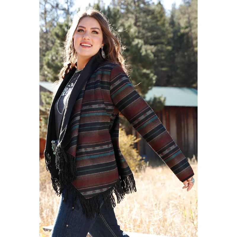 Cinch Ladies Multicolor Stripes & Fringe Blazer Jacket CWJ7461001 Women's Handmade Blazer