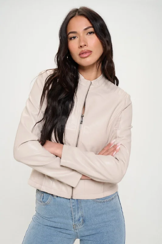 Hazel Blues® |  Coalition LA Zip Up Vegan Moto Jacket Denim Jacket Leather Jacket Suede Jacket