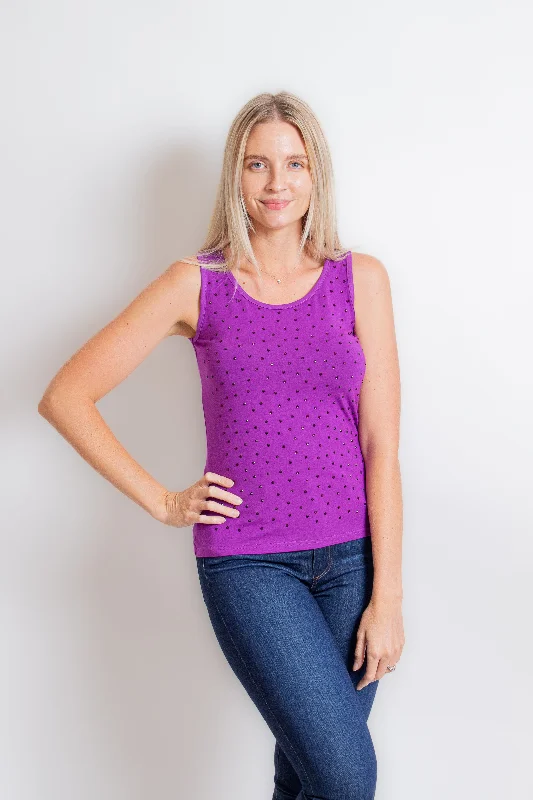 "Jade" Plum Rhinestone Tank activewear tank top