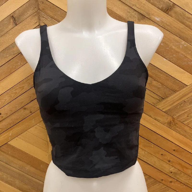 Lululemon - Women's Cropped Tank Top: Black/Camo-women-MD peach tank top