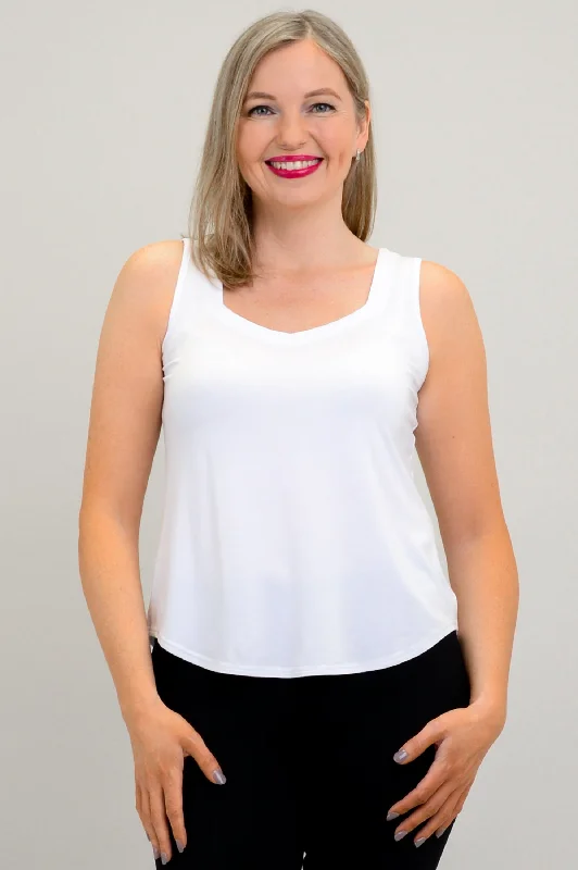 Ritzy Tank, Snow White, Bamboo flexible tank top