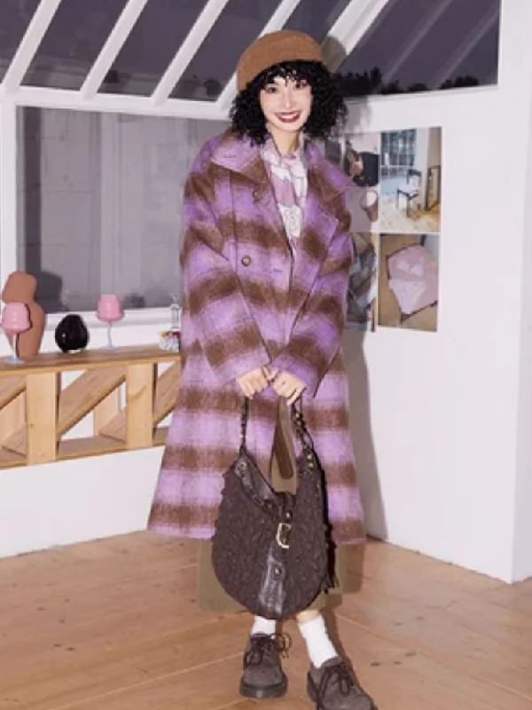 Checkered Long Coat【s0000005121】 Striped Polka Dot Solid