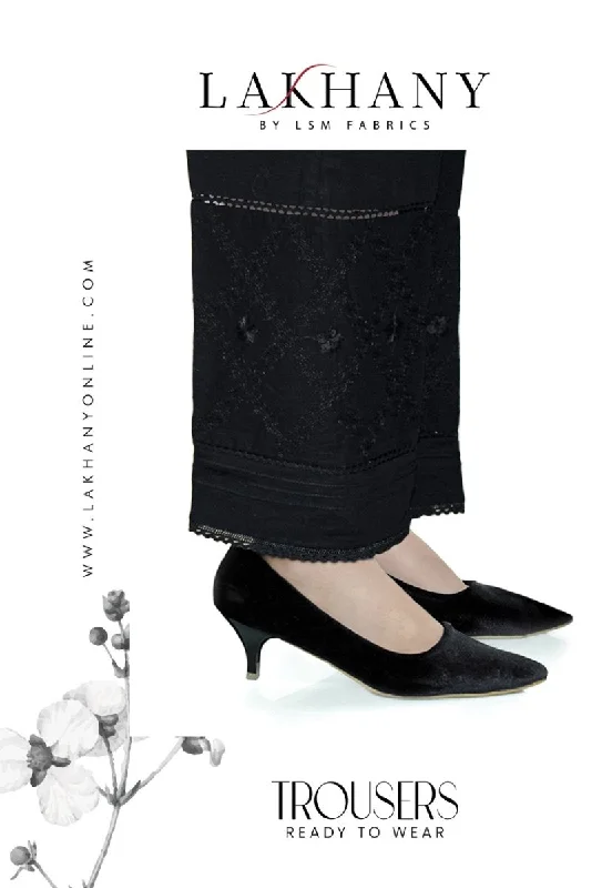 Lakhany 01 Piece Embroidered Stitched Trousers LSM-T-1819-Black Trousers practical easy-care