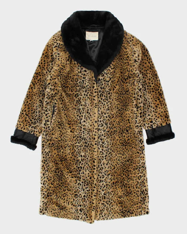Vintage 90's Women's Faux Fur Cheetah Print Long Coat - XS Toggle Coat Shawl Collar Coat Notch Collar Coat