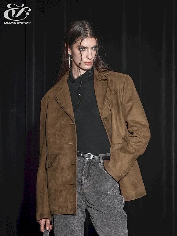 Suede Spray Color Padded Shoulder Melard Blazer【s0000005461】 Women's Premium Blazer
