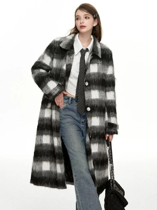 Plaid long coat【s0000004048】 Cape Coat Herringbone Coat Tweed Coat