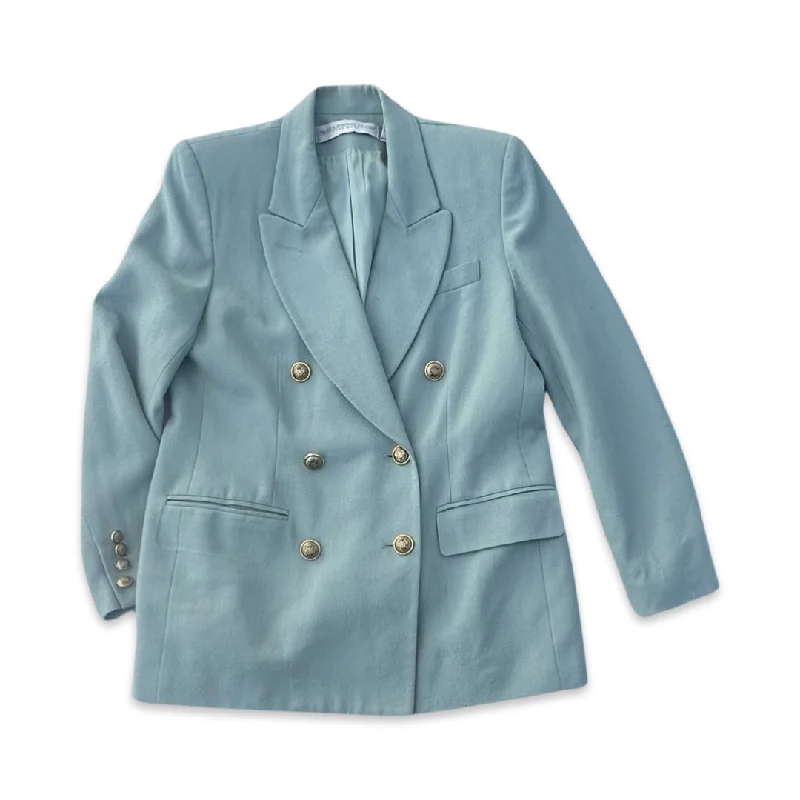 Vintage 90s Teal Wool Blazer Fashion Women's Blazer