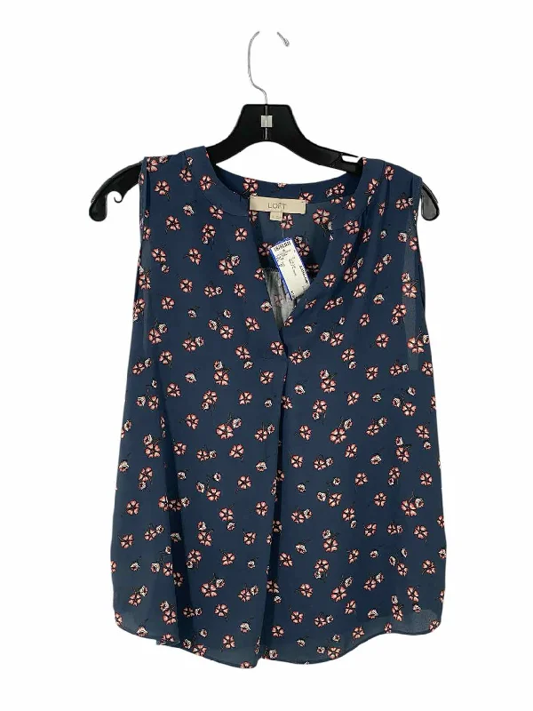 Loft Size S Blue Pink Floral Tank Top fitness tank top
