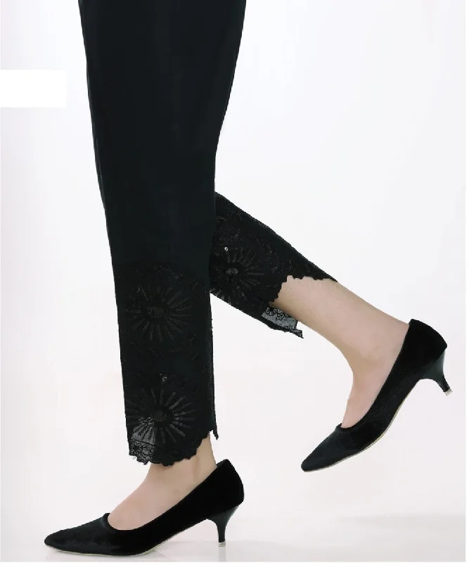 Lakhani Embroidered, Printed Ladies Stitched 1 Piece Single Trouser LSM-T-1619-Black Trousers Capri Summer
